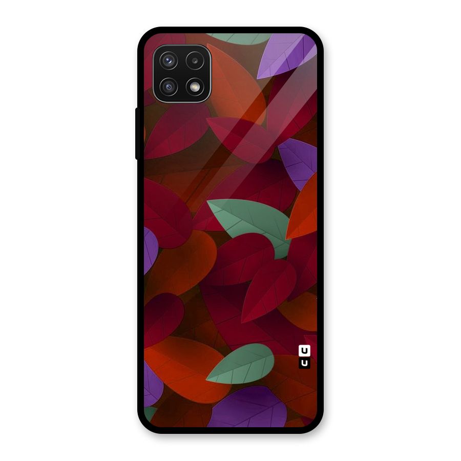 Aesthetic Colorful Leaves Glass Back Case for Galaxy A22 5G