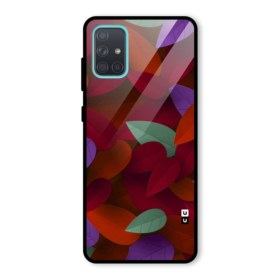 Aesthetic Colorful Leaves Glass Back Case for Galaxy A71