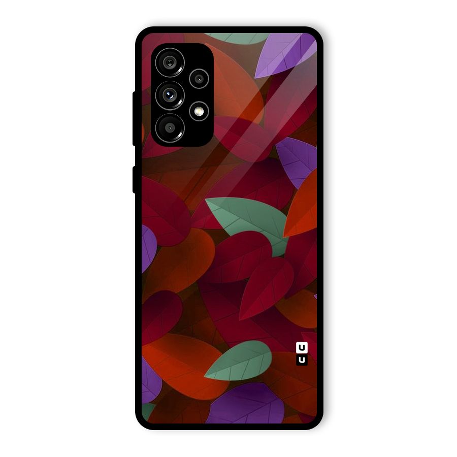Aesthetic Colorful Leaves Glass Back Case for Galaxy A73 5G