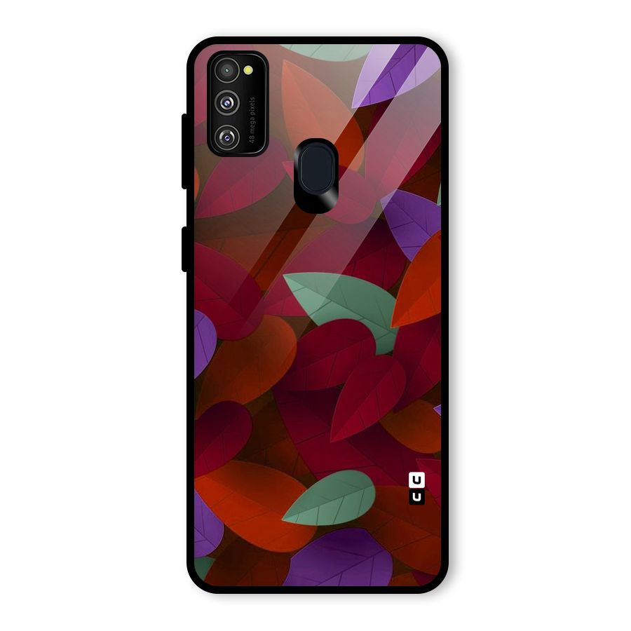 Aesthetic Colorful Leaves Glass Back Case for Galaxy M30s