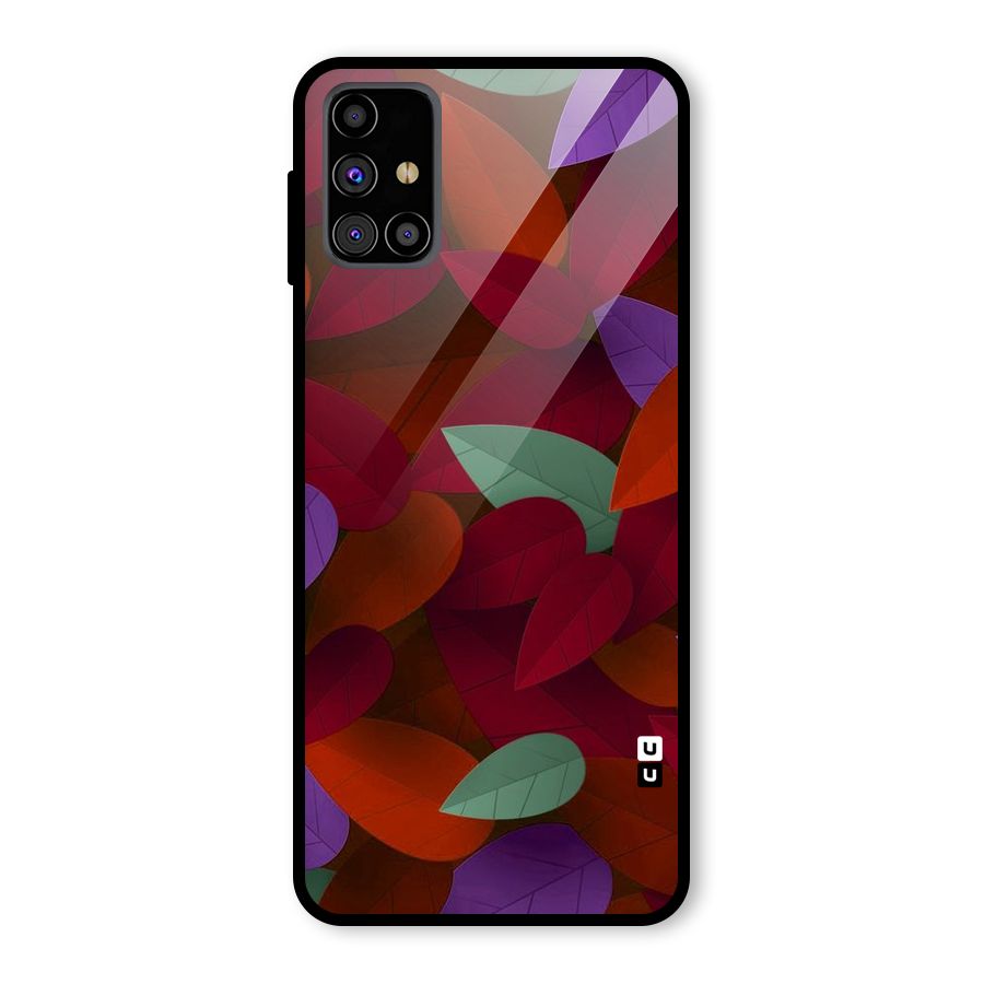 Aesthetic Colorful Leaves Glass Back Case for Galaxy M31s