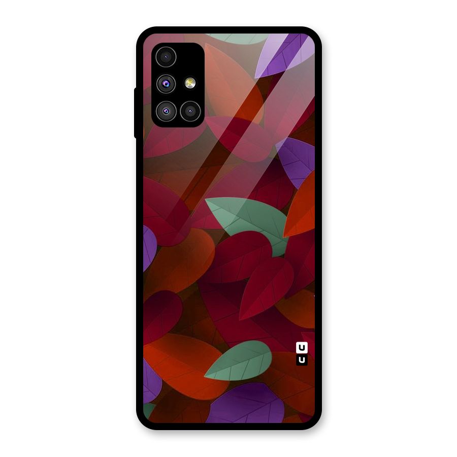 Aesthetic Colorful Leaves Glass Back Case for Galaxy M51