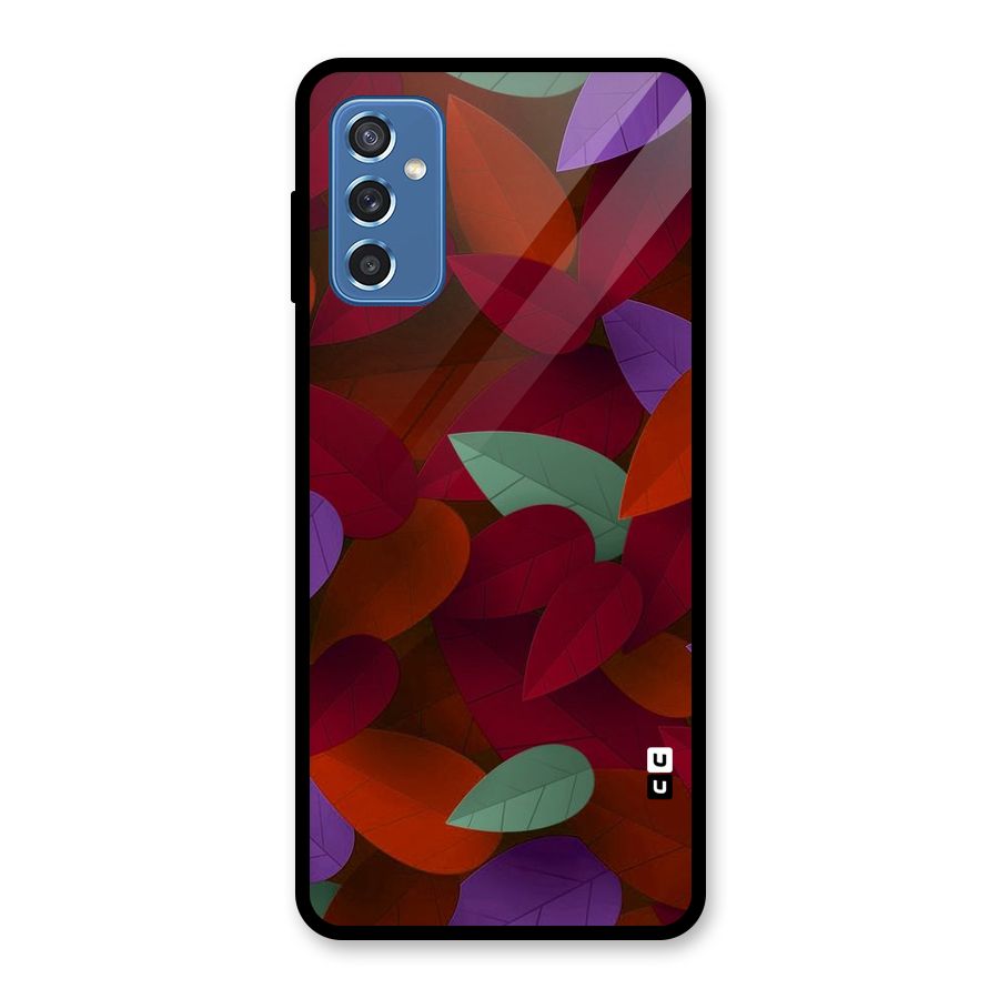 Aesthetic Colorful Leaves Glass Back Case for Galaxy M52 5G