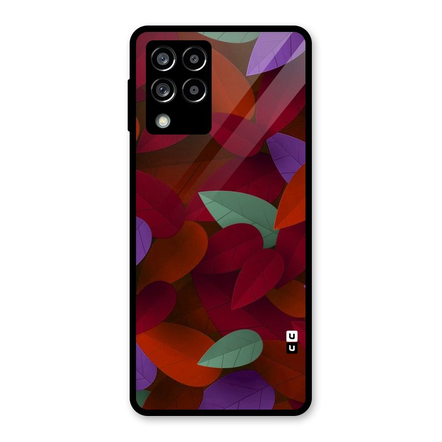 Aesthetic Colorful Leaves Glass Back Case for Galaxy M53 5G