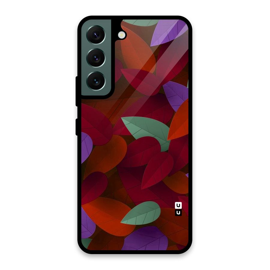 Aesthetic Colorful Leaves Glass Back Case for Galaxy S22 5G