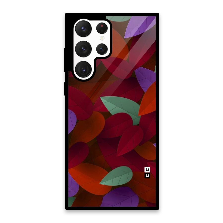 Aesthetic Colorful Leaves Glass Back Case for Galaxy S22 Ultra 5G