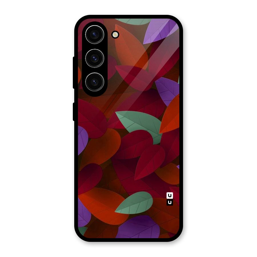 Aesthetic Colorful Leaves Glass Back Case for Galaxy S23