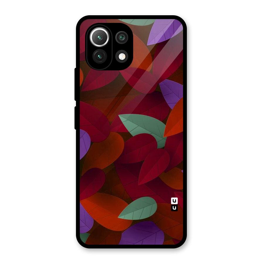 Aesthetic Colorful Leaves Glass Back Case for Mi 11 Lite NE 5G