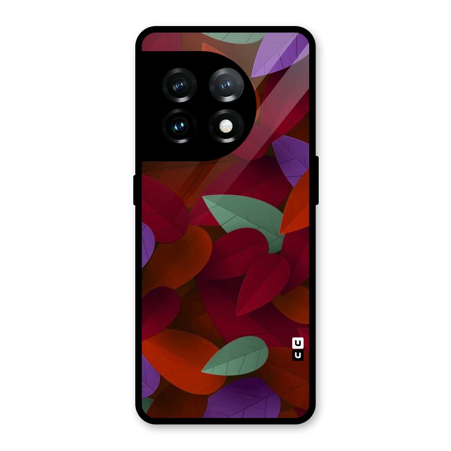 Aesthetic Colorful Leaves Glass Back Case for OnePlus 11