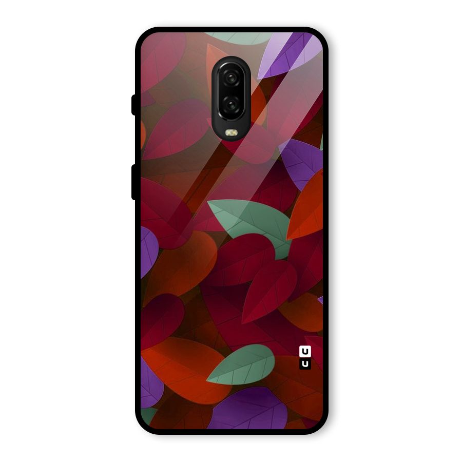 Aesthetic Colorful Leaves Glass Back Case for OnePlus 6T