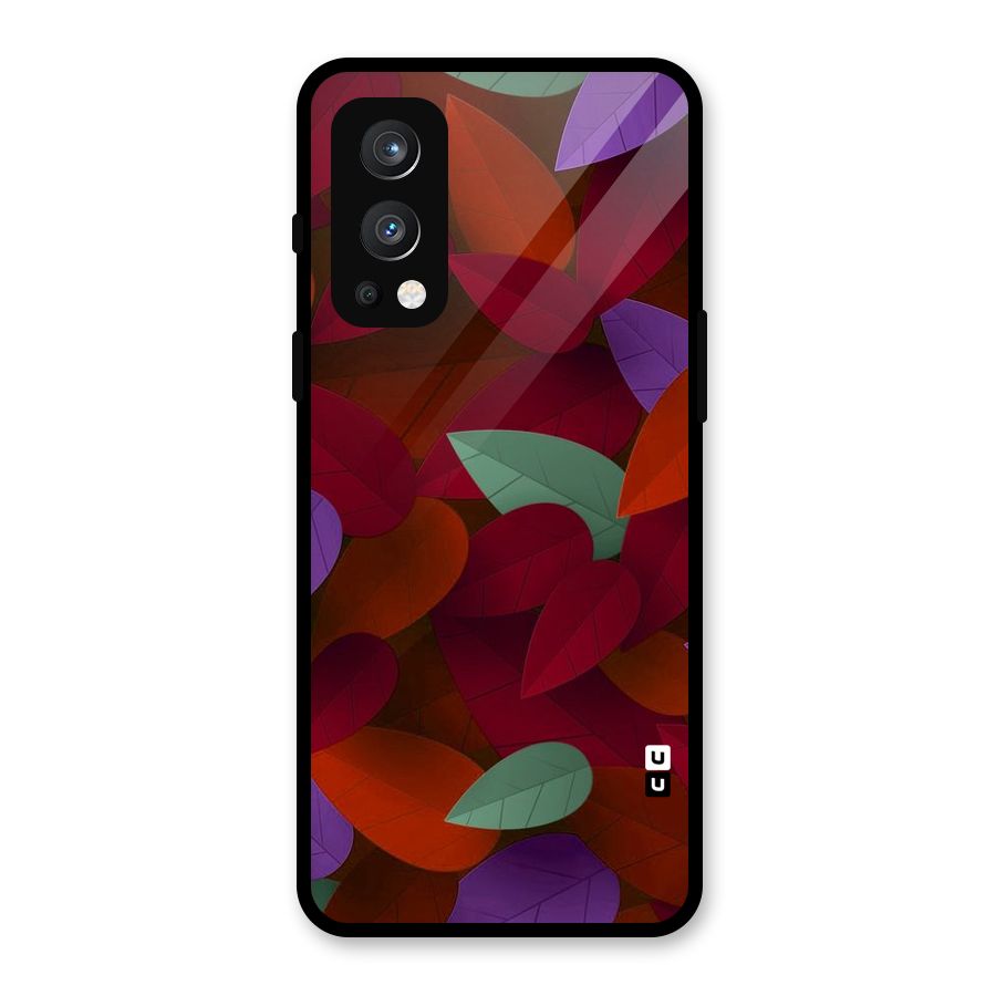 Aesthetic Colorful Leaves Glass Back Case for OnePlus Nord 2 5G