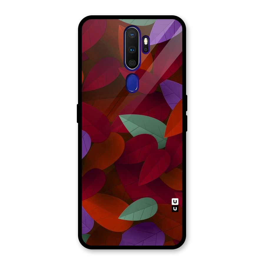 Aesthetic Colorful Leaves Glass Back Case for Oppo A9 (2020)