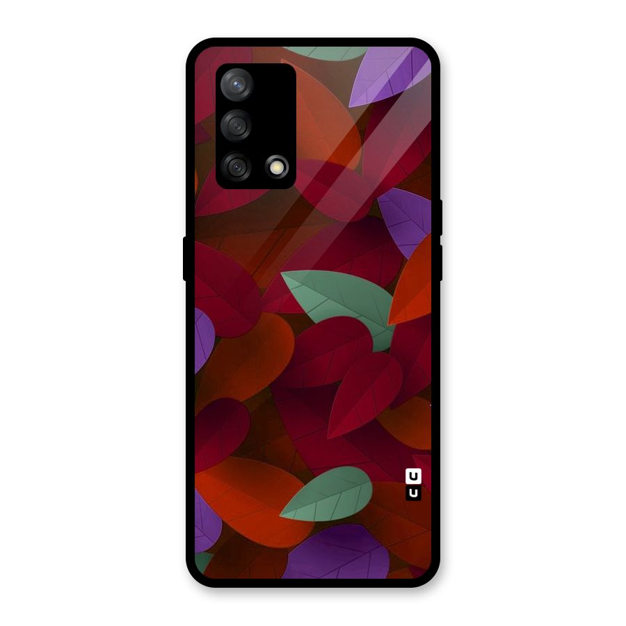 Aesthetic Colorful Leaves Glass Back Case for Oppo F19