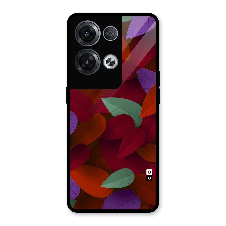 Aesthetic Colorful Leaves Glass Back Case for Oppo Reno8 Pro 5G