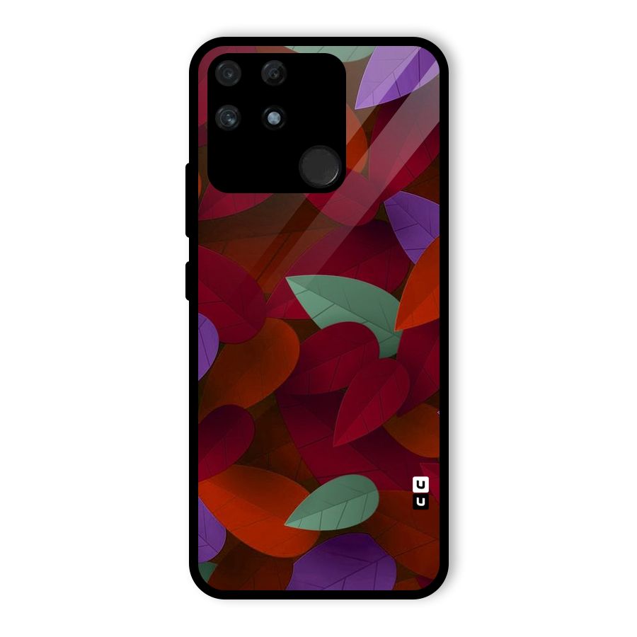 Aesthetic Colorful Leaves Glass Back Case for Realme Narzo 50A