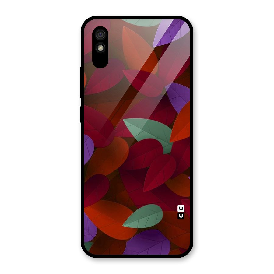 Aesthetic Colorful Leaves Glass Back Case for Redmi 9i