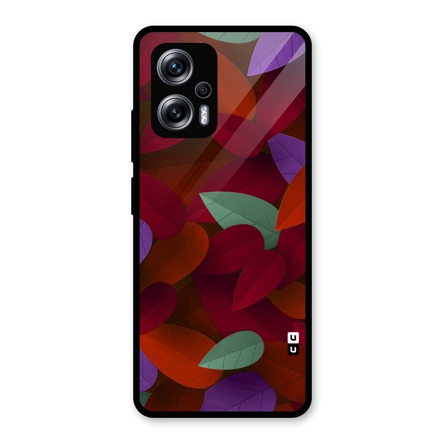 Aesthetic Colorful Leaves Glass Back Case for Redmi K50i