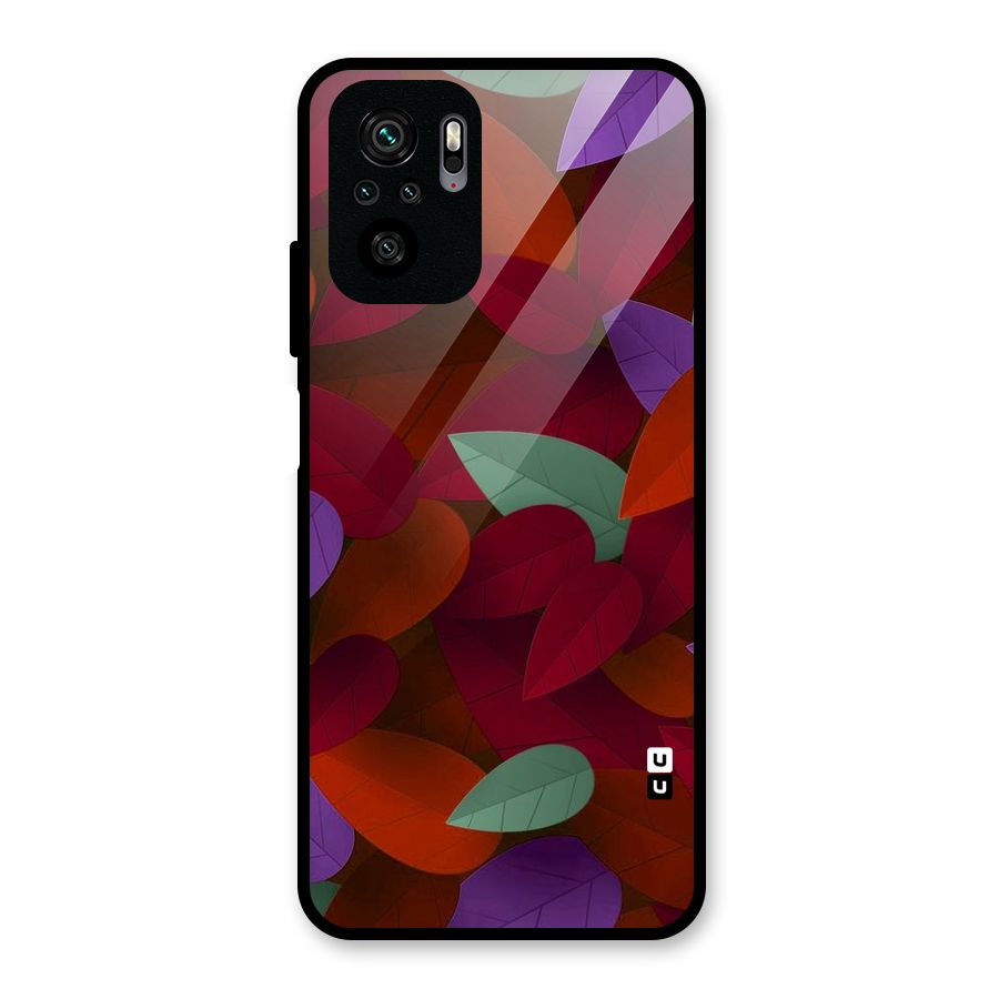 Aesthetic Colorful Leaves Glass Back Case for Redmi Note 10S
