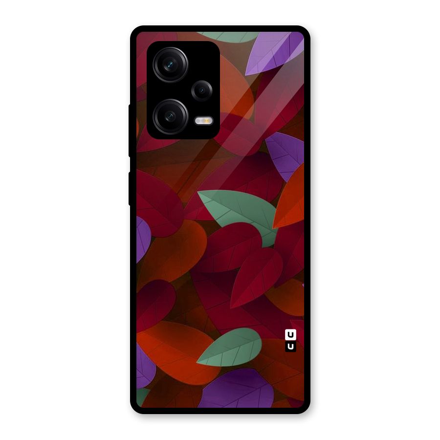 Aesthetic Colorful Leaves Glass Back Case for Redmi Note 12 Pro