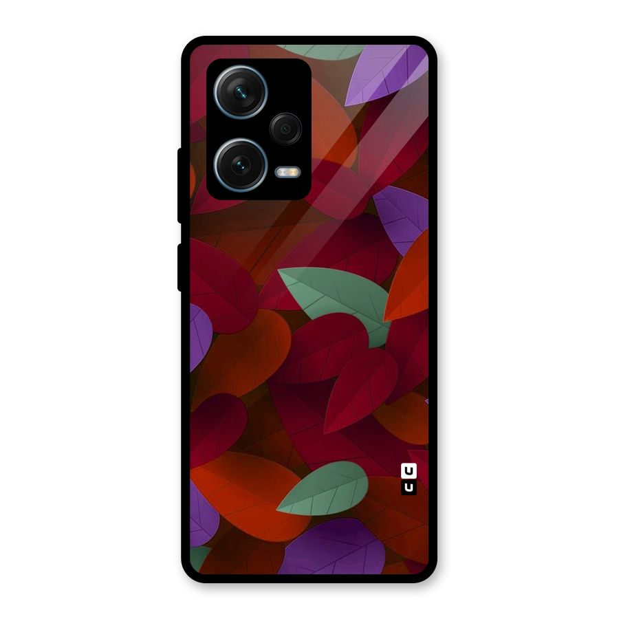 Aesthetic Colorful Leaves Glass Back Case for Redmi Note 12 Pro Plus 5G