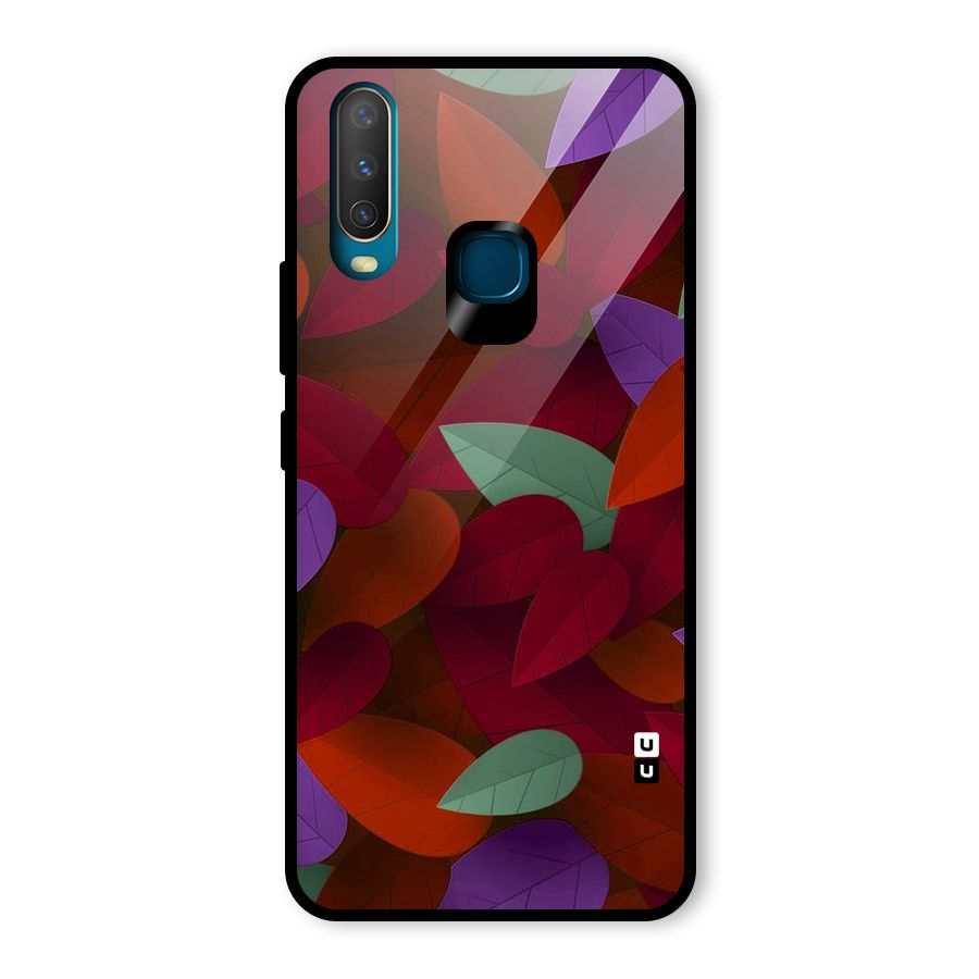Aesthetic Colorful Leaves Glass Back Case for Vivo U10
