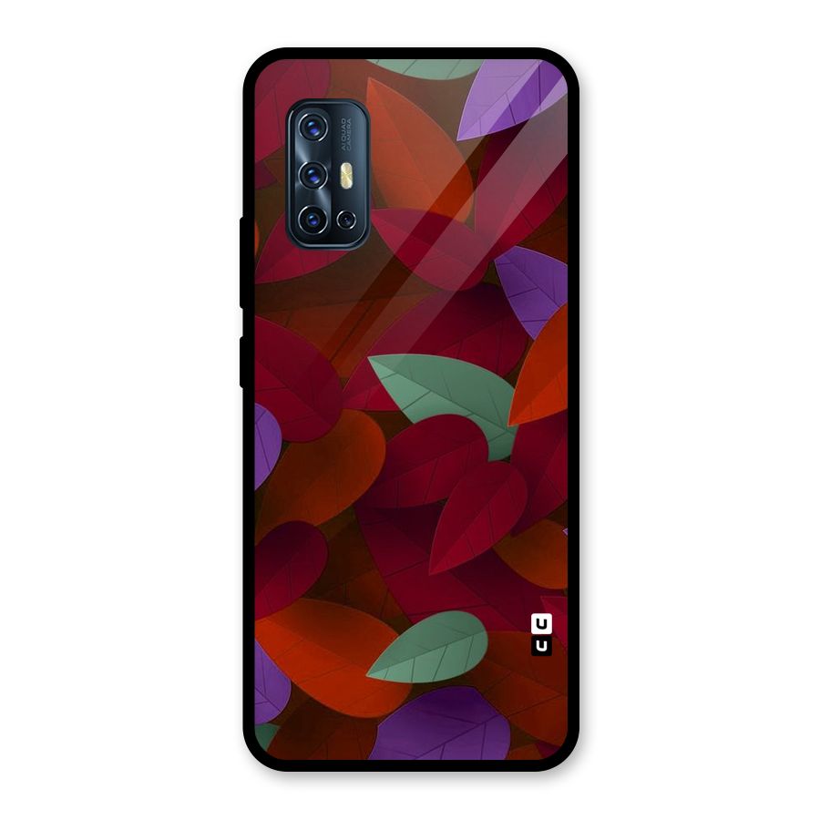 Aesthetic Colorful Leaves Glass Back Case for Vivo V17