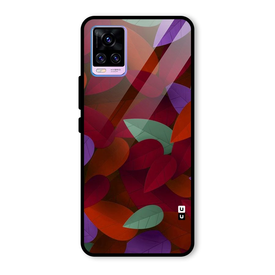 Aesthetic Colorful Leaves Glass Back Case for Vivo V20 Pro