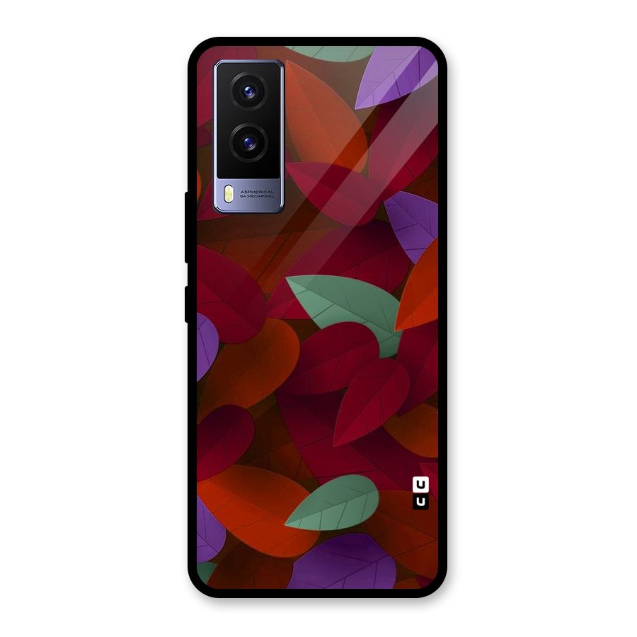 Aesthetic Colorful Leaves Glass Back Case for Vivo V21e 5G