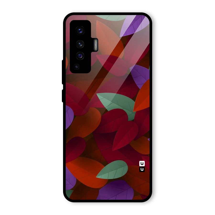 Aesthetic Colorful Leaves Glass Back Case for Vivo X50