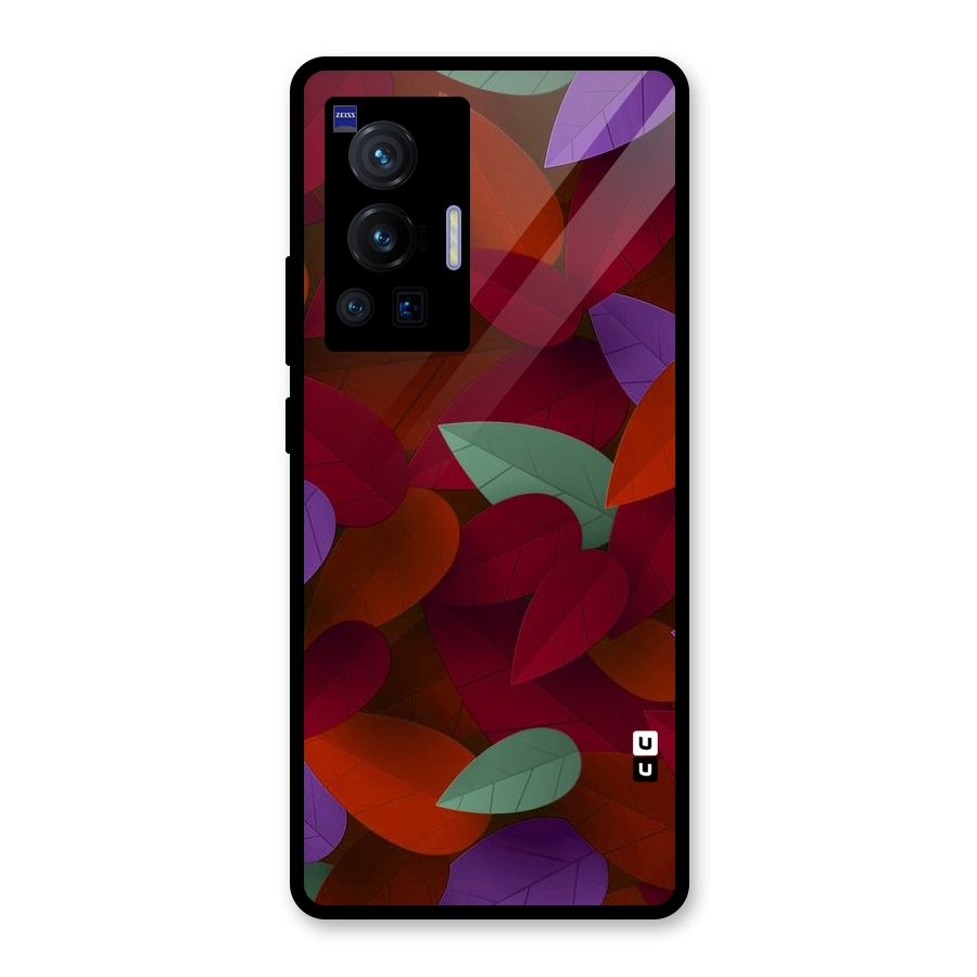 Aesthetic Colorful Leaves Glass Back Case for Vivo X70 Pro