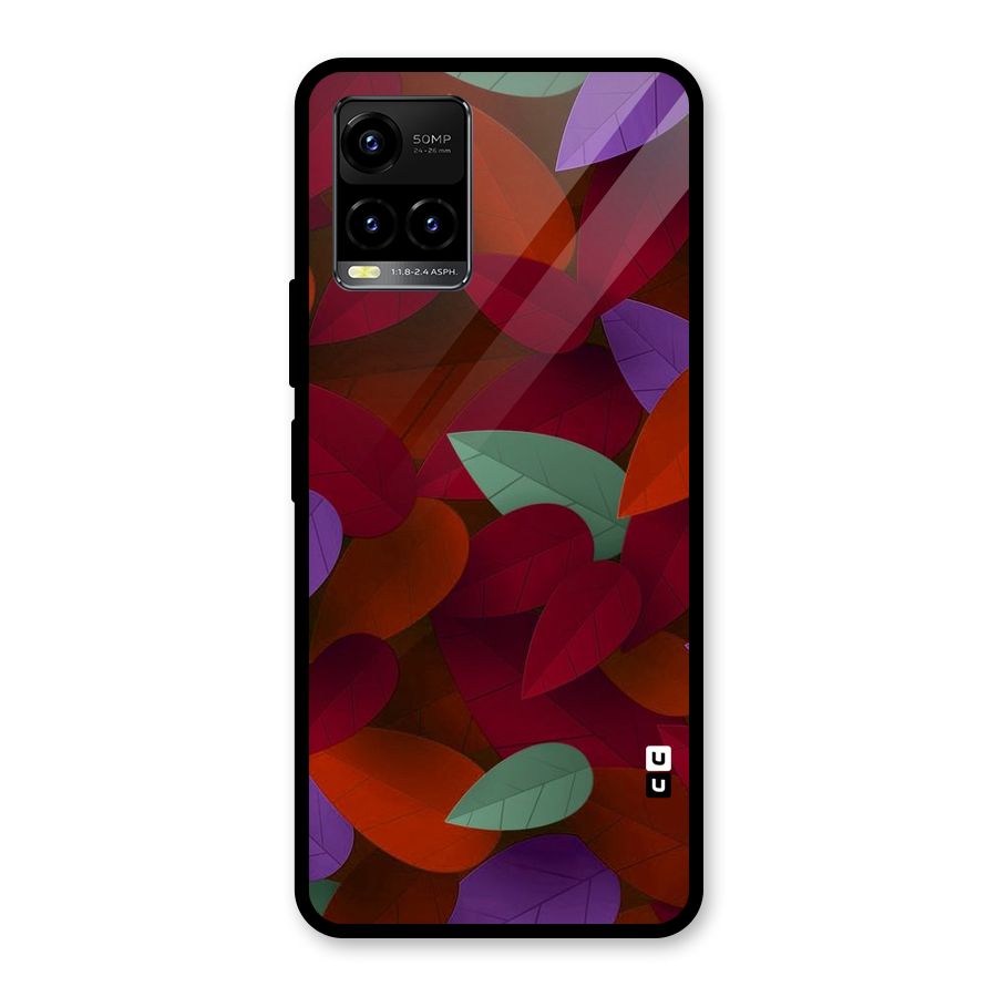 Aesthetic Colorful Leaves Glass Back Case for Vivo Y33s
