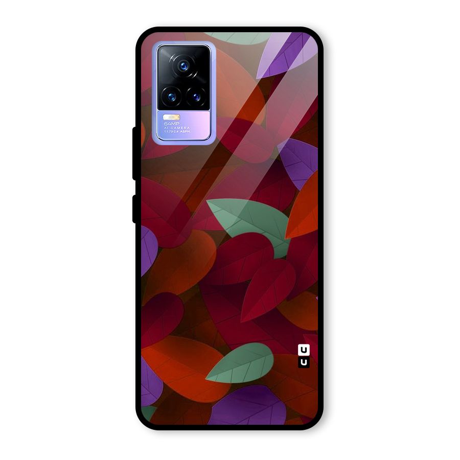 Aesthetic Colorful Leaves Glass Back Case for Vivo Y73