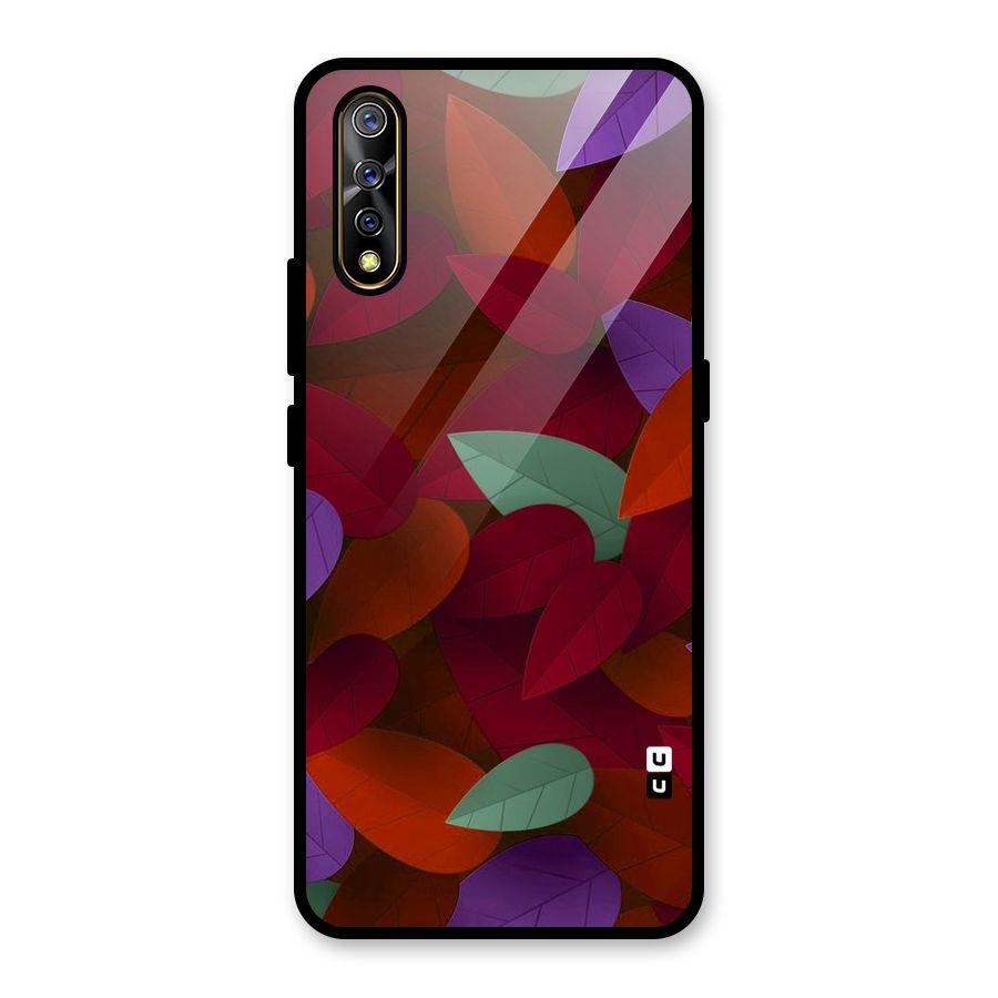 Aesthetic Colorful Leaves Glass Back Case for Vivo Z1x