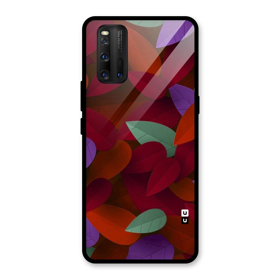 Aesthetic Colorful Leaves Glass Back Case for Vivo iQOO 3