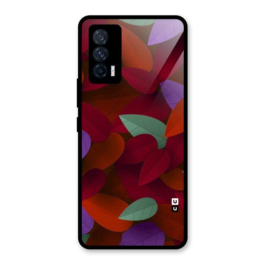 Aesthetic Colorful Leaves Glass Back Case for Vivo iQOO 7 5G