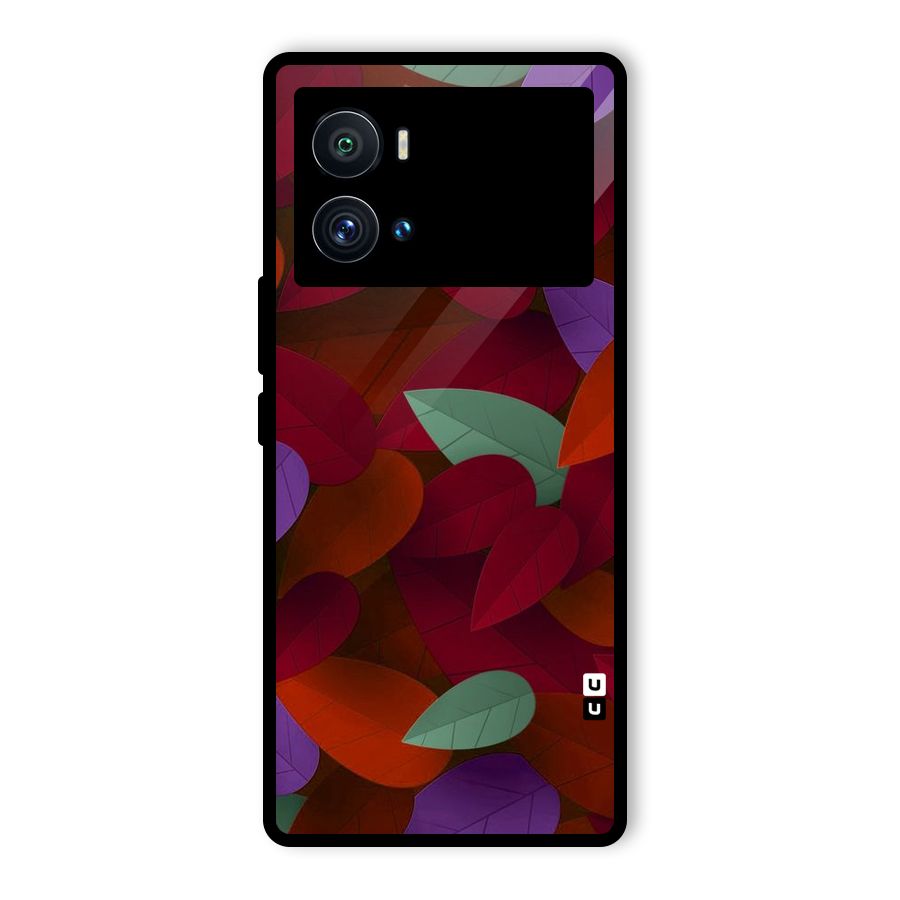 Aesthetic Colorful Leaves Glass Back Case for Vivo iQOO 9 Pro
