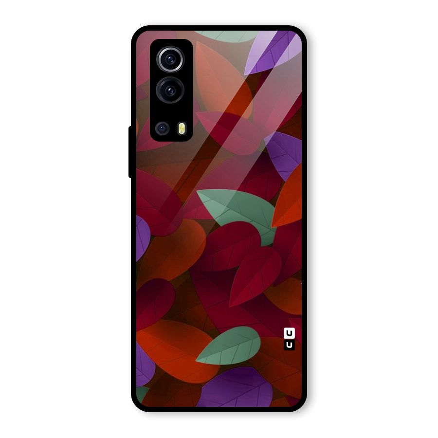 Aesthetic Colorful Leaves Glass Back Case for Vivo iQOO Z3