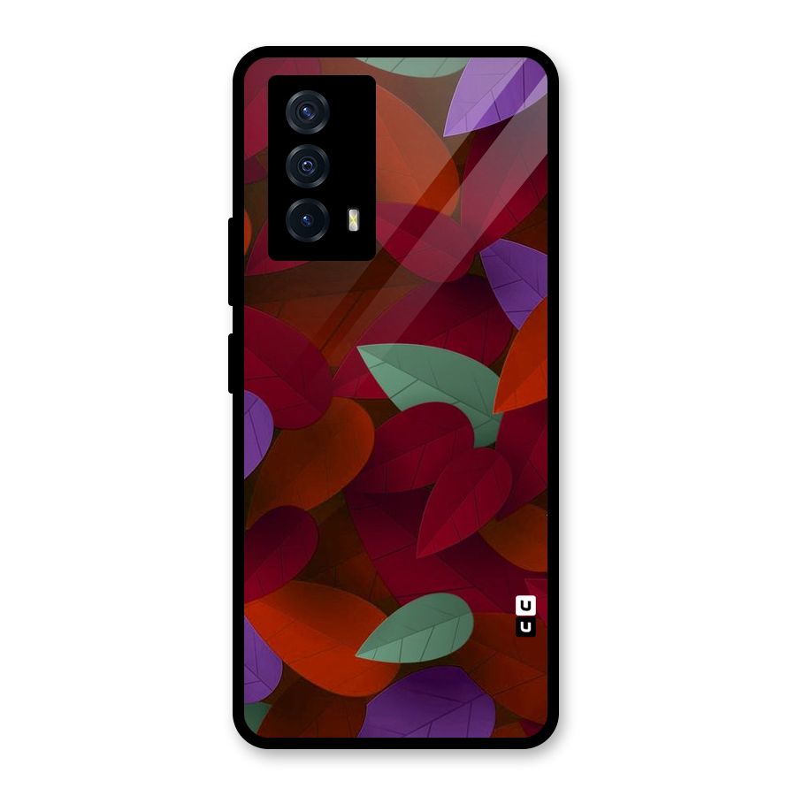 Aesthetic Colorful Leaves Glass Back Case for Vivo iQOO Z5