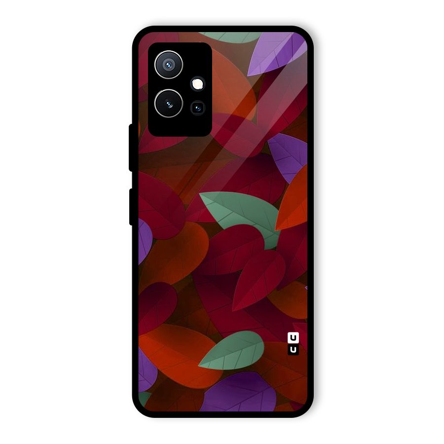Aesthetic Colorful Leaves Glass Back Case for Vivo iQOO Z6
