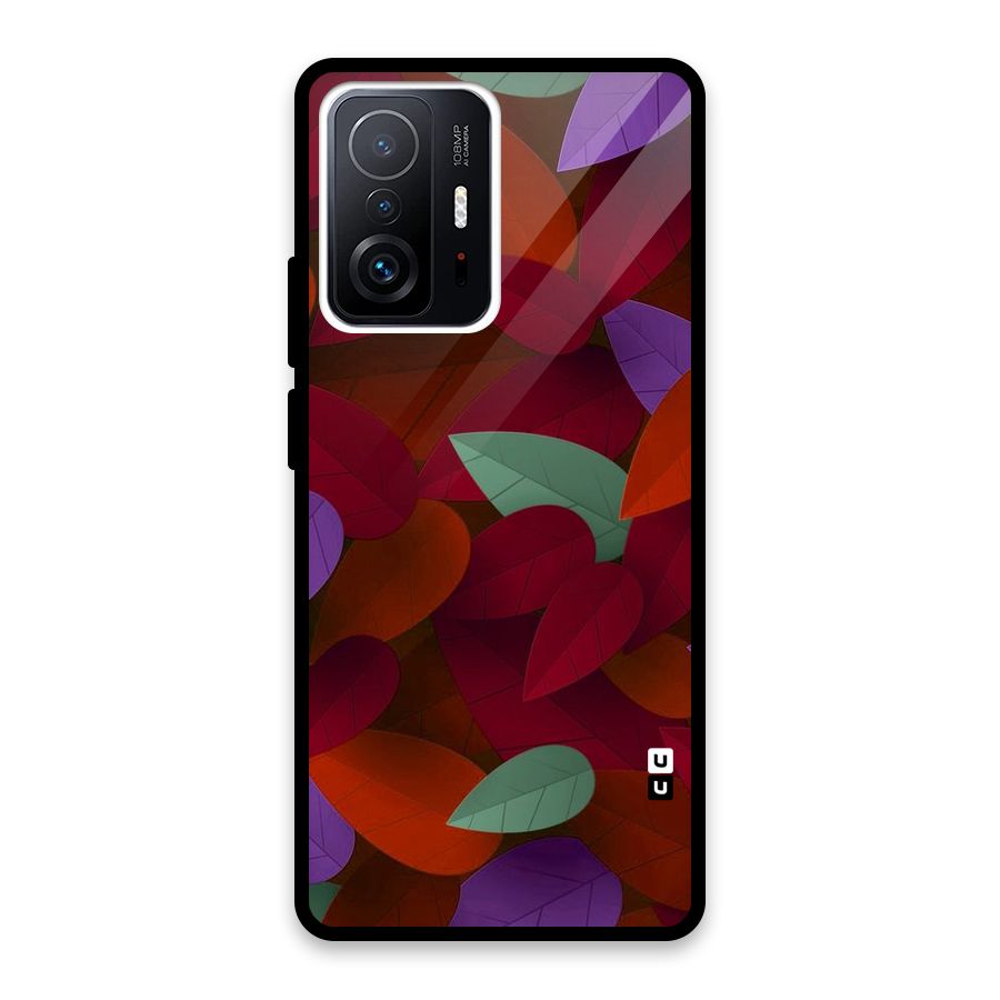 Aesthetic Colorful Leaves Glass Back Case for Xiaomi 11T Pro