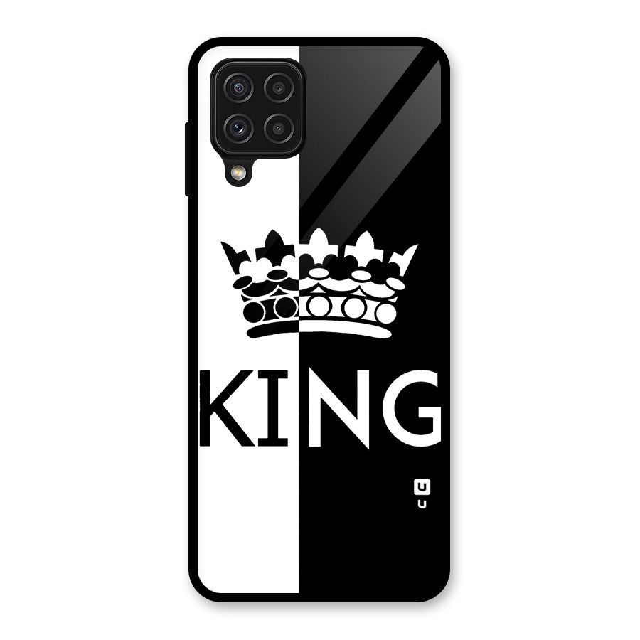 Aesthetic Crown King Glass Back Case for Galaxy A22 4G