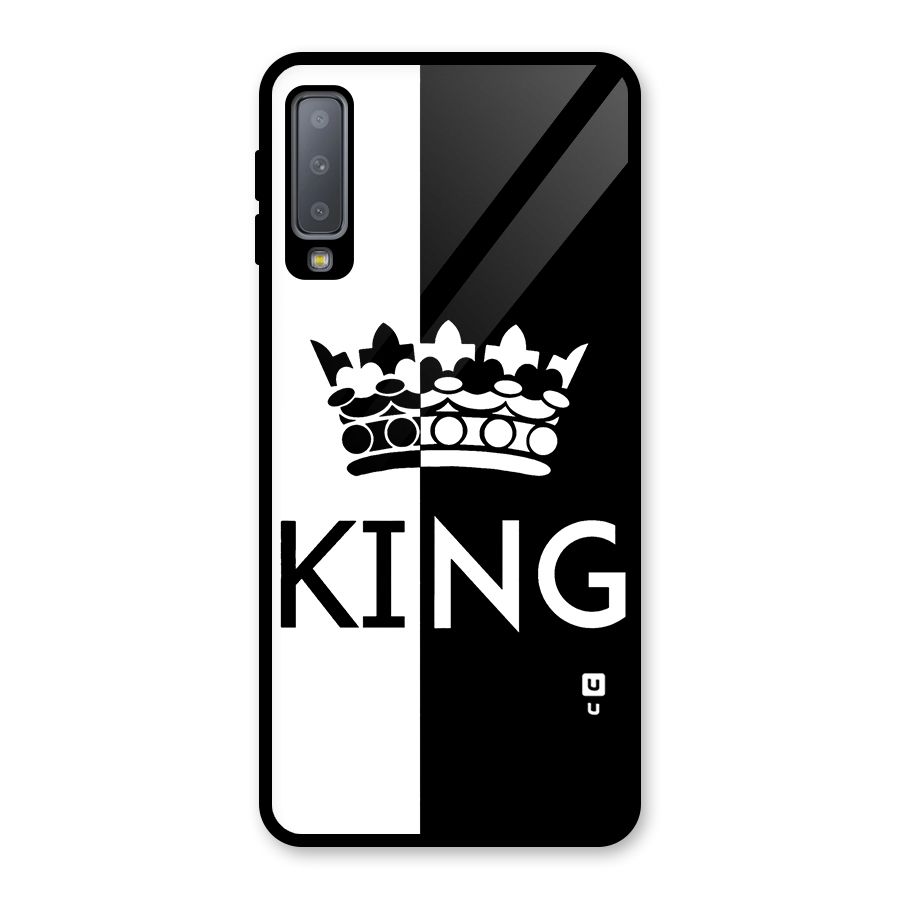 Aesthetic Crown King Glass Back Case for Galaxy A7 (2018)