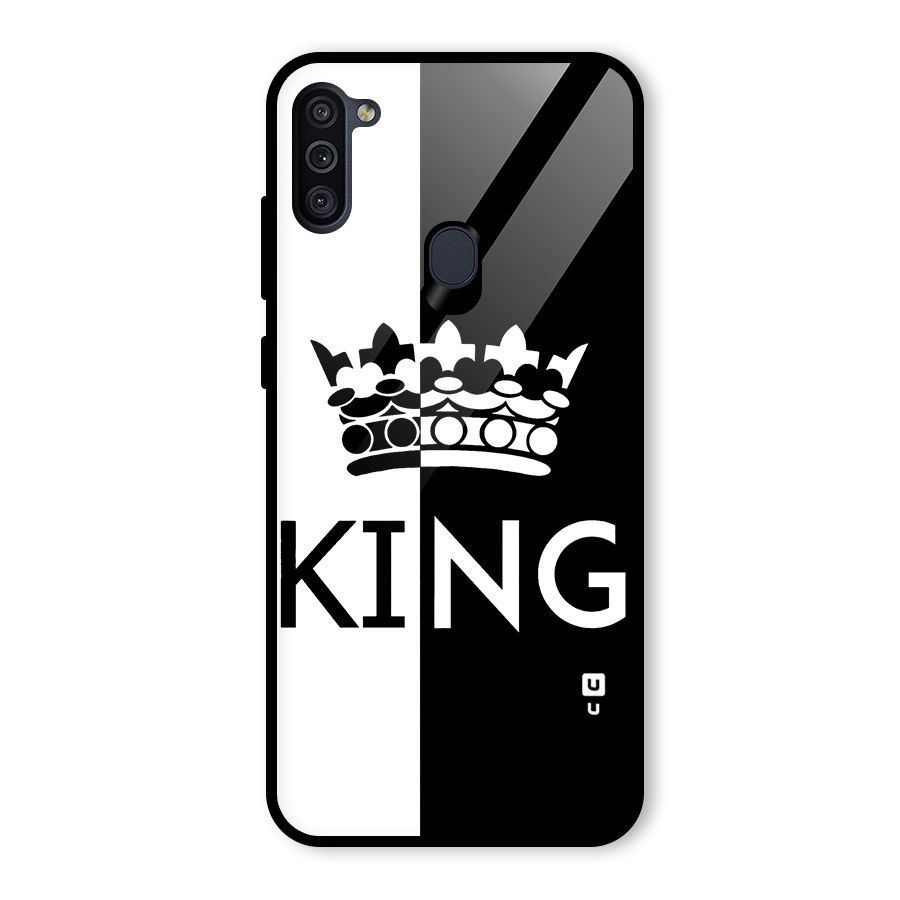 Aesthetic Crown King Glass Back Case for Galaxy M11