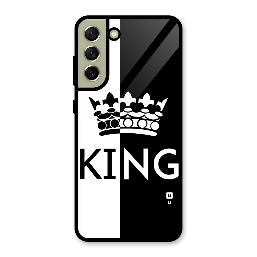 Aesthetic Crown King Glass Back Case for Galaxy S21 FE 5G