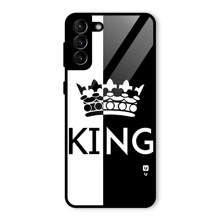 Aesthetic Crown King Glass Back Case for Galaxy S21 Plus
