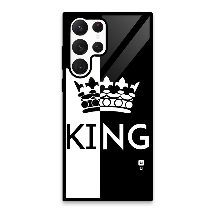 Aesthetic Crown King Glass Back Case for Galaxy S22 Ultra 5G
