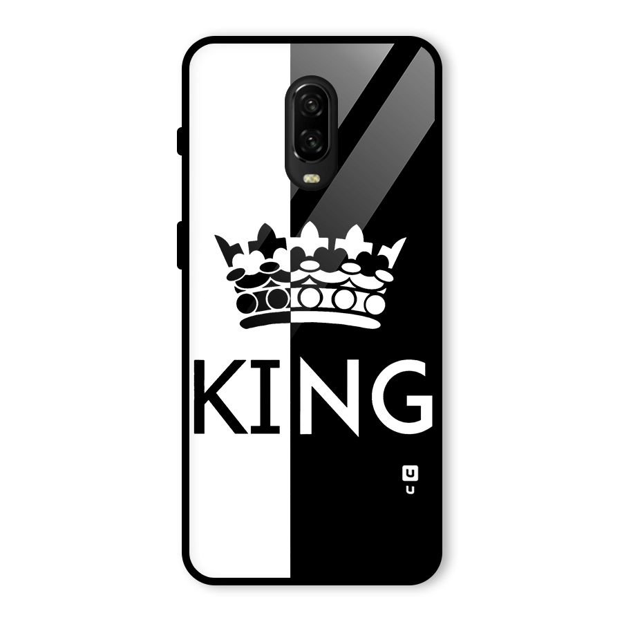 Aesthetic Crown King Glass Back Case for OnePlus 6T