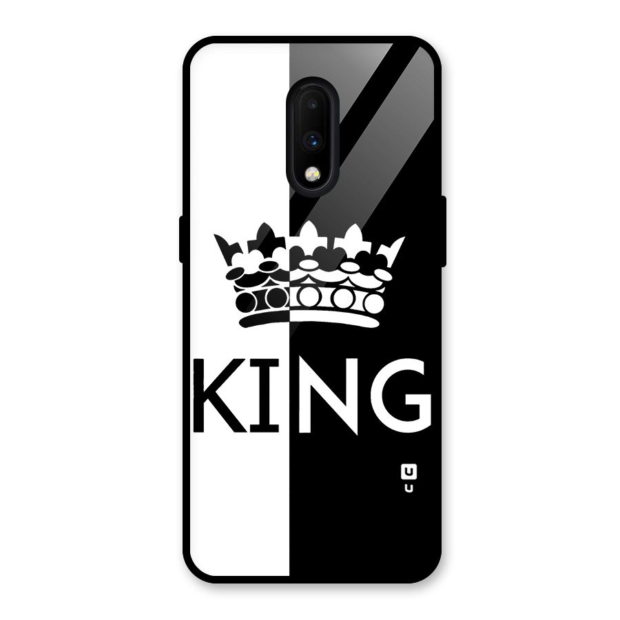 Aesthetic Crown King Glass Back Case for OnePlus 7