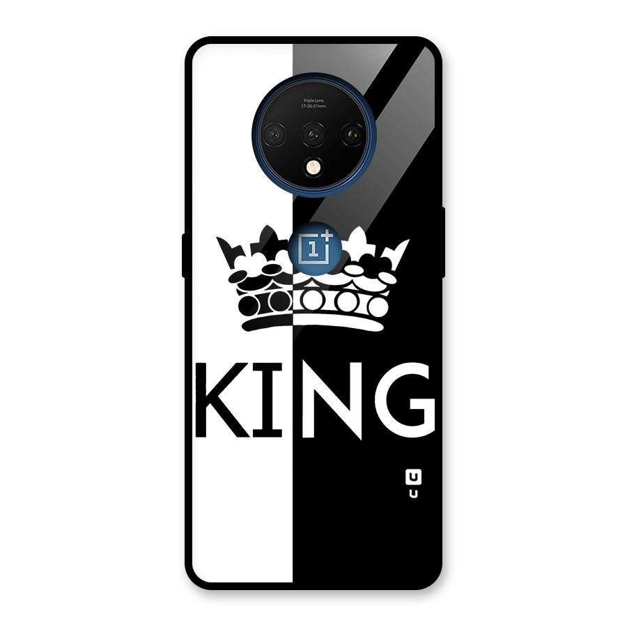 Aesthetic Crown King Glass Back Case for OnePlus 7T