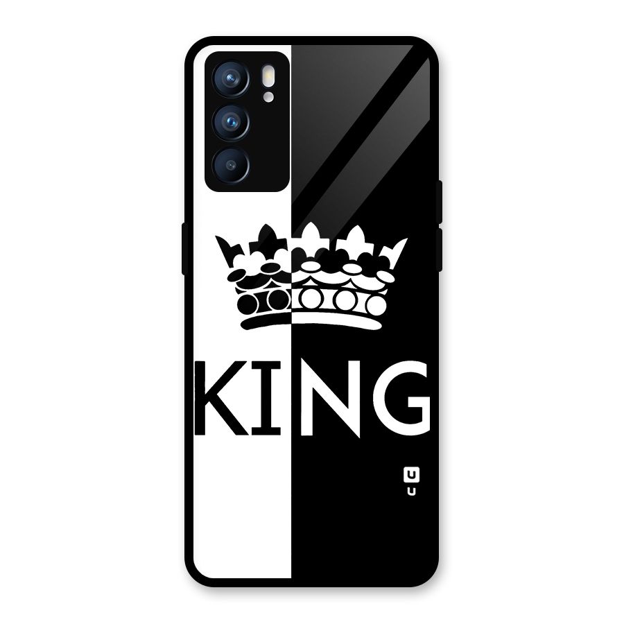 Aesthetic Crown King Glass Back Case for Oppo Reno6 5G